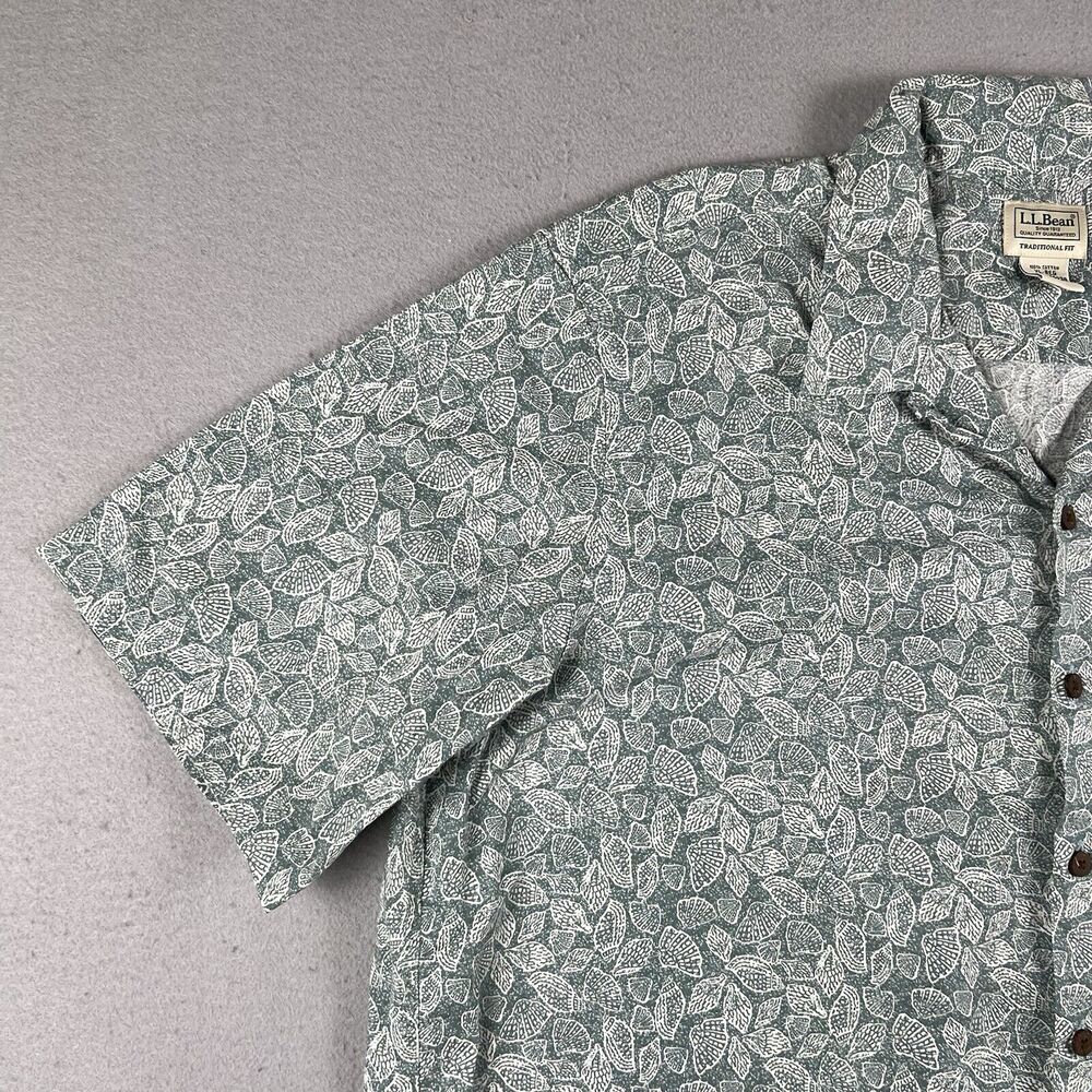 LL Bean Shirt Men’s‎ XL Green Shell Print Traditional Fit Shirt Sleeve Button Up - Picture 5 of 16